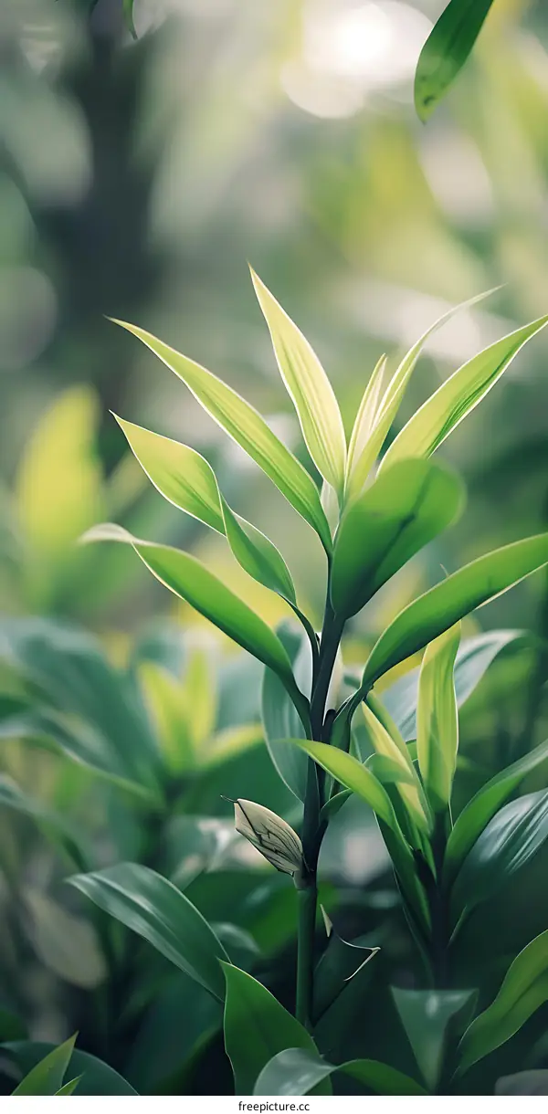 Green Leaves in Sunlight Close Up