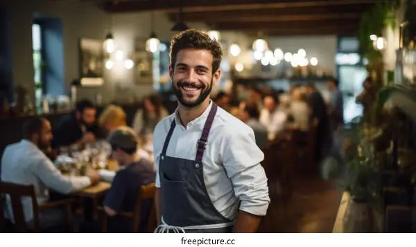 Portrait of a happy chef in a restaurant