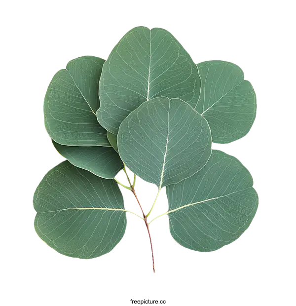 [Transparent Background PNG]Eucalyptus Leaves Arrangement on White Background