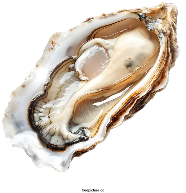 [Transparent Background PNG]Fresh Opened Oyster on White Background