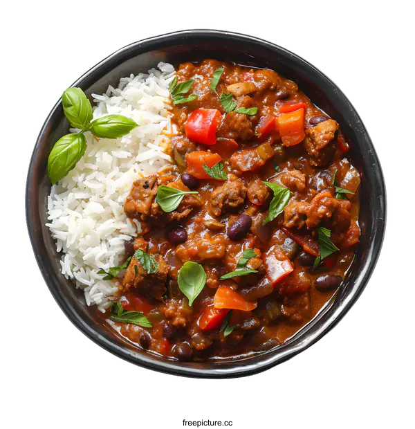 [Transparent Background PNG]A bowl of chili with rice