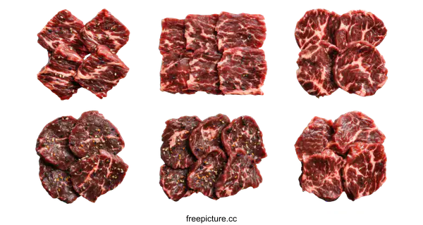 [Transparent Background PNG]Assortment of Fresh Beef Cuts for Grilling