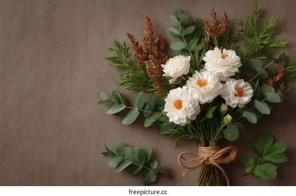 Elegant Floral Arrangement on a Brown Background