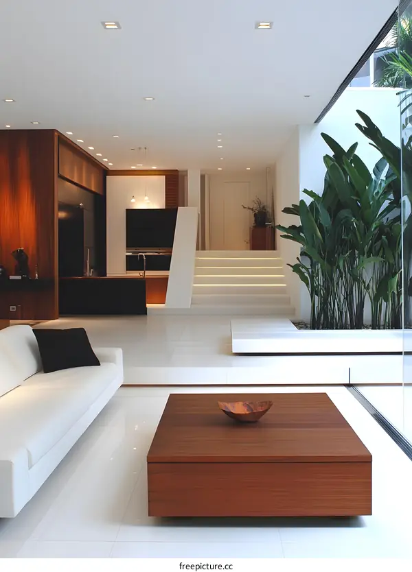 Modern Interior Design with White Walls and Wooden Furniture