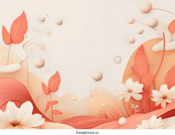 Abstract Floral Background with Peach and White Colors