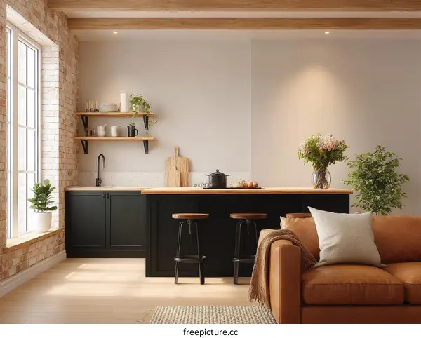 Modern Farmhouse Kitchen Living Area Interior Design