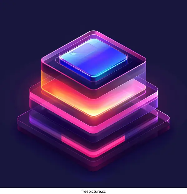 Abstract 3D illustration of a stack of translucent boxes
