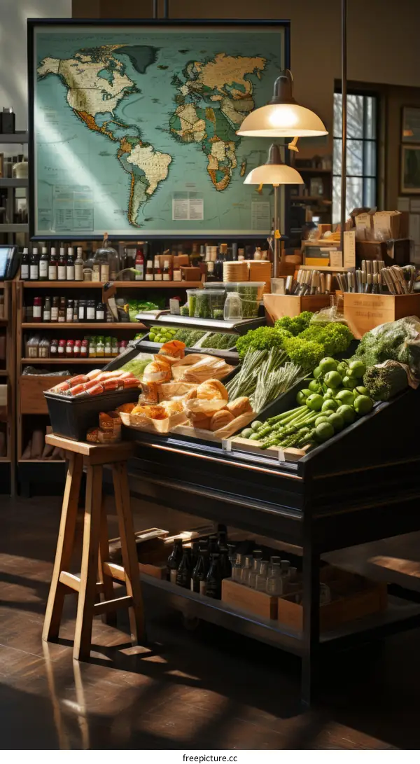 Fresh and organic vegetables and fruits in a grocery store