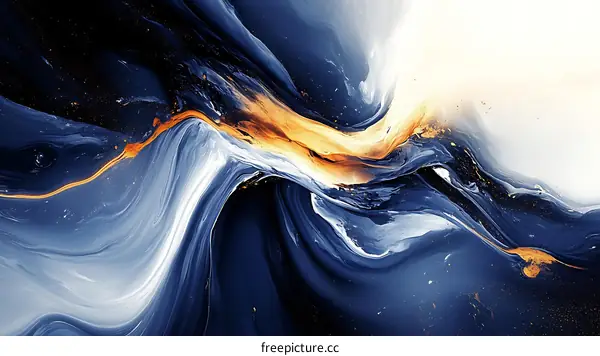 Abstract Fluid Art with Gold Accents