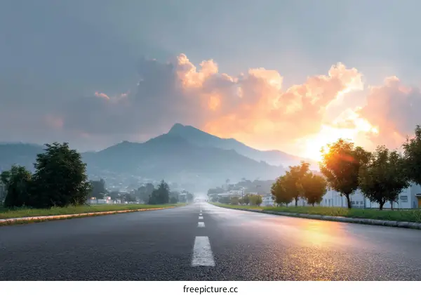 Sunrise Road Trip Adventure Through Mountains