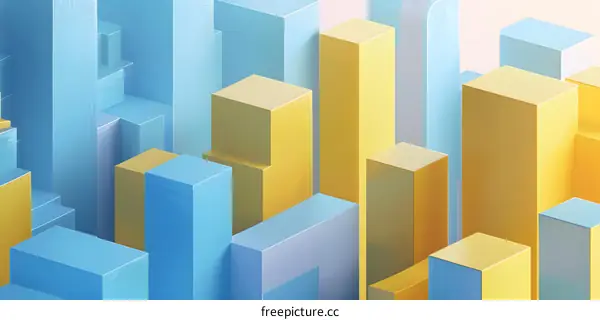 Abstract 3D Blue and Yellow Geometric Shapes