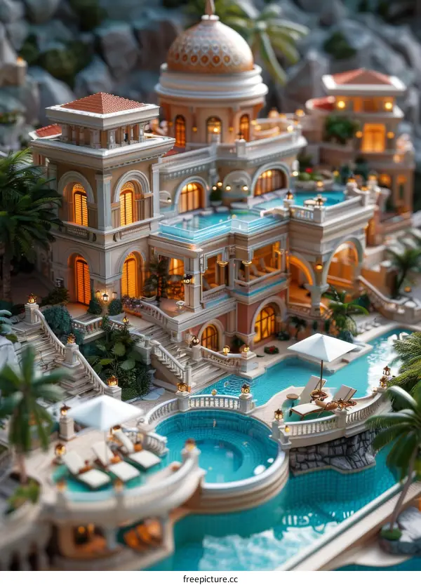 Luxury Mansion with Lush Gardens and Pools