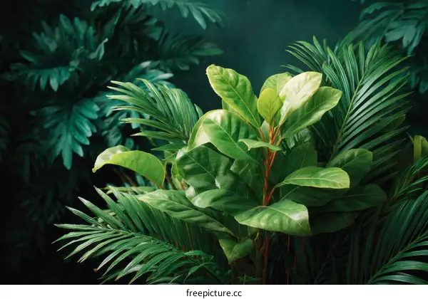 Tropical Lush Green Plants Background