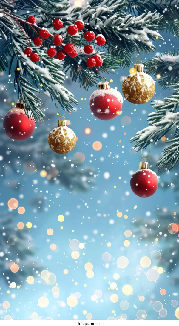 Christmas Tree with Red and Gold Ornaments