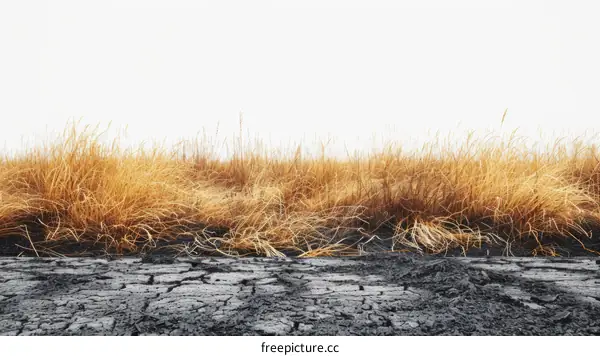 dry grass field with cracked ground texture background