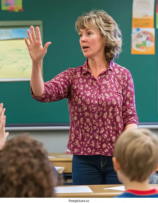Teacher in Classroom Encouraging Students to Ask Questions
