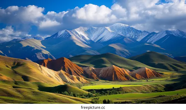Majestic Mountain Ranges and Colorful Hills