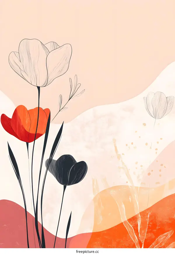 Abstract Floral Illustration with Minimalist Design