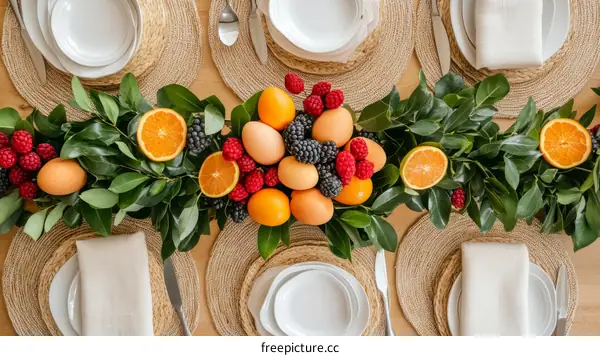 Colorful Fruit Arrangement Centerpiece for a Festive Table Setting