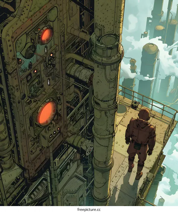 Futuristic Cityscape Illustration With One Person