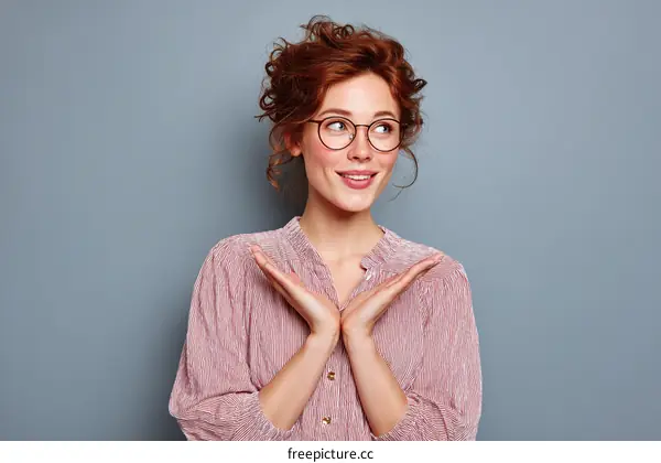 Woman with Glasses Presenting a Product