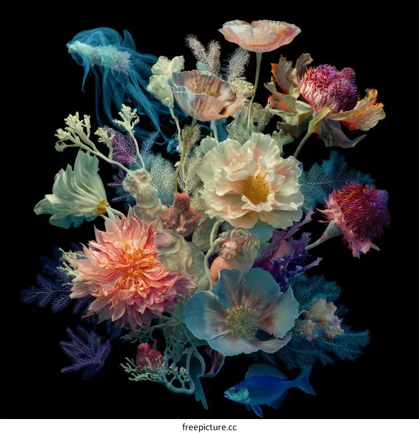 Stunning Floral Still Life Underwater Bouquet