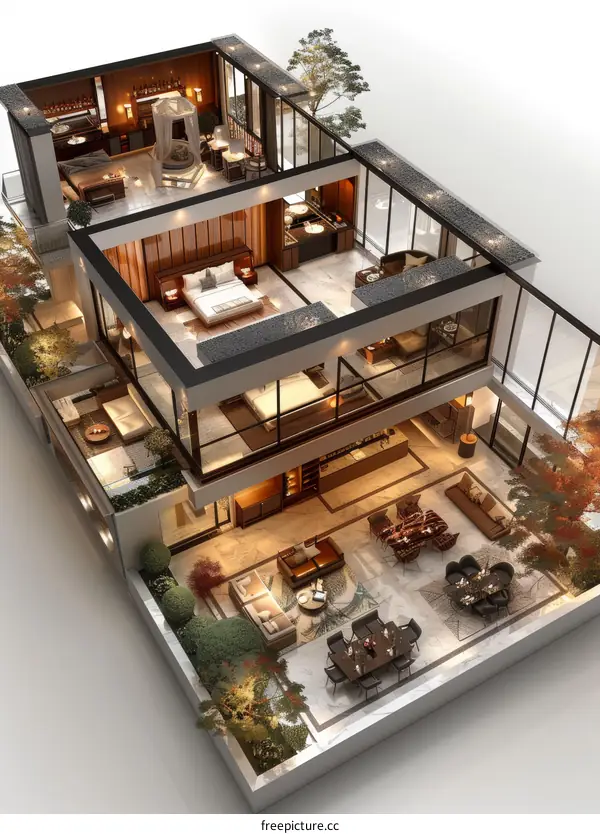 Luxury Penthouse Floor Plan Design Illustration