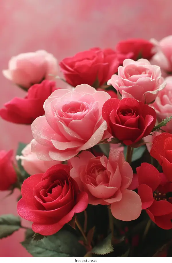 Beautiful Bouquet of Pink and Red Roses