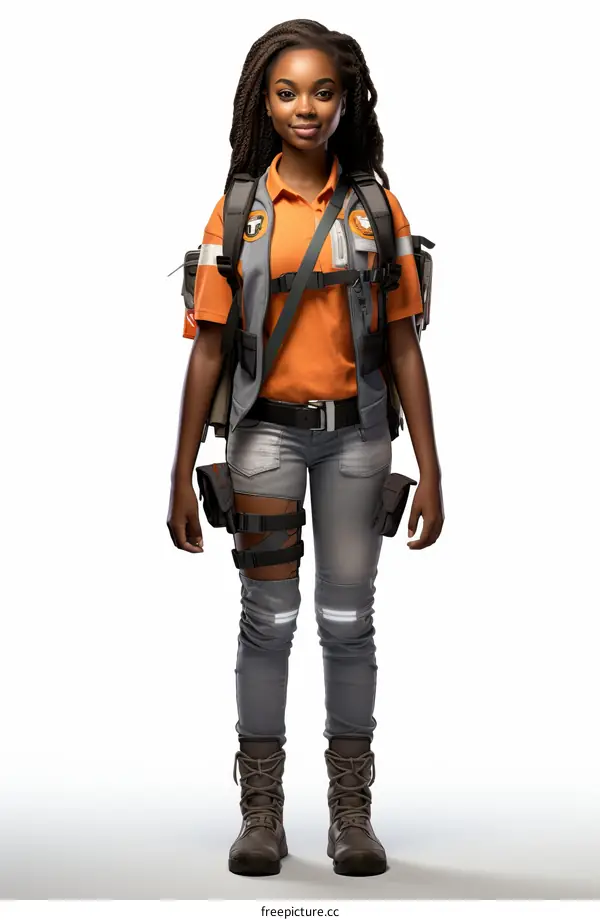 Black female paramedic wearing tactical gear