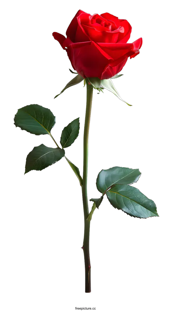 [Transparent Background PNG]Single Red Rose on White Background