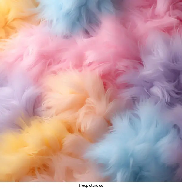 Colorful Fluffy Fur Fabric Background with Pastel Colors