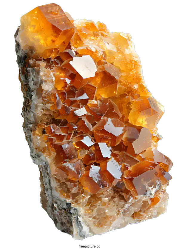 [Transparent Background PNG]Orange Calcite Crystal Specimen Mineral Collection