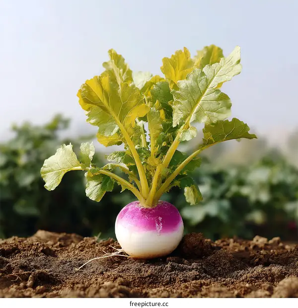 A Radish Growing in the Ground
