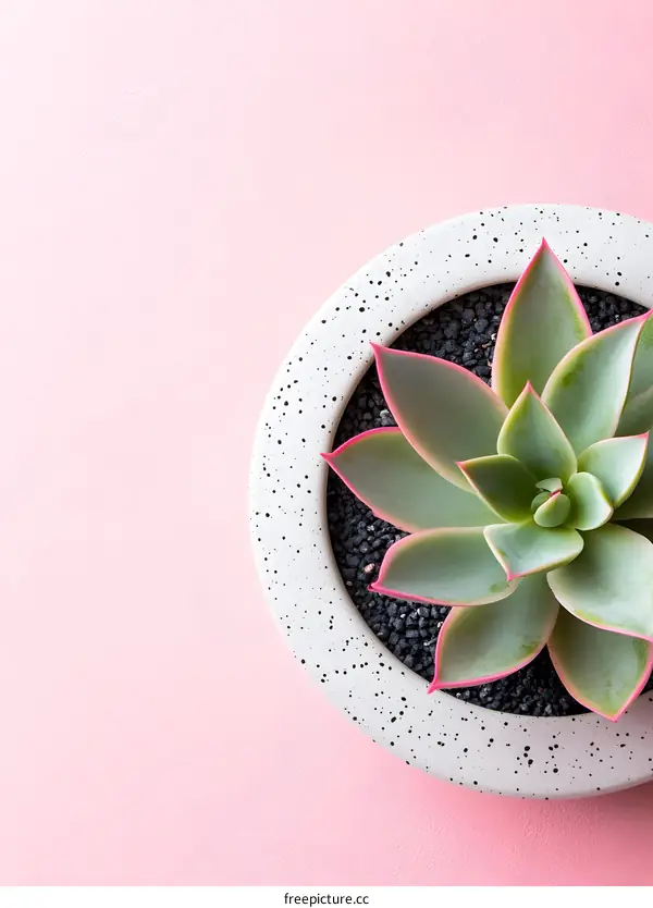 Succulent Plant in Pot on Pink Background