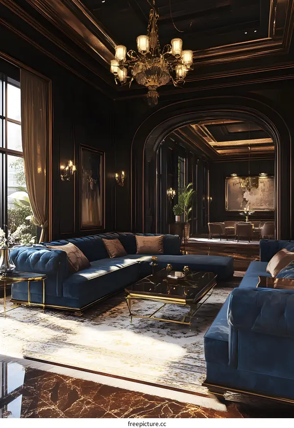 Luxury Living Room Interior Design With Gold Accents