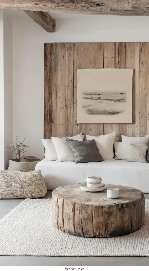 Rustic Modern Living Room with Wooden Furniture