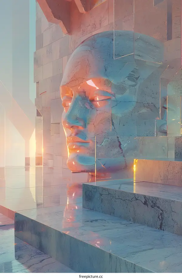 futuristic marble statue head
