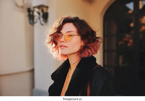 Outdoor Stylish Woman with Pink Hair