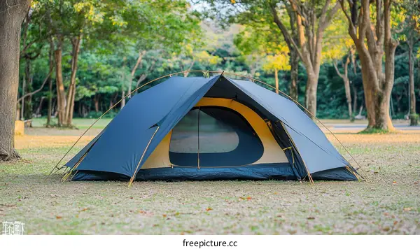 Camping Tent in a Park Setting