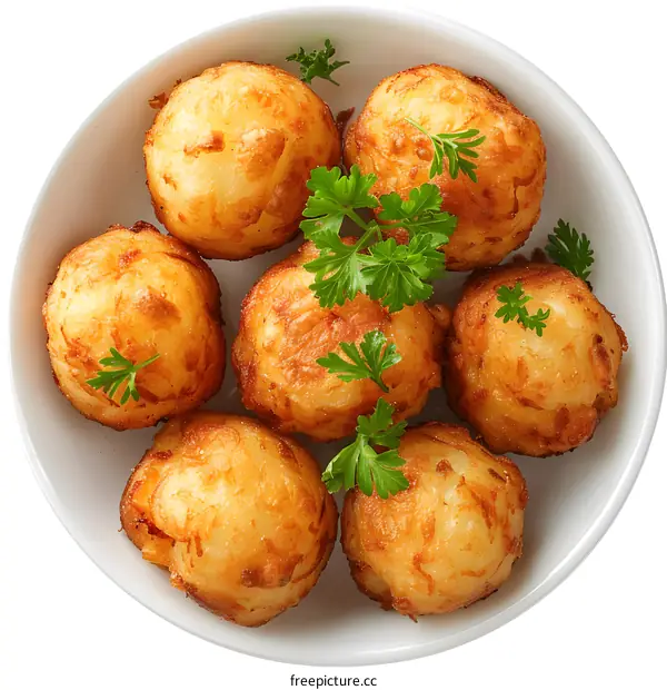 Fried potato balls with parsley