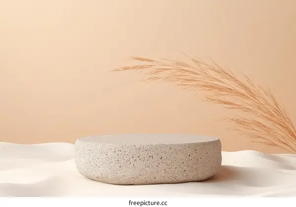 Abstract Minimalist Display Stand with Dried Grass