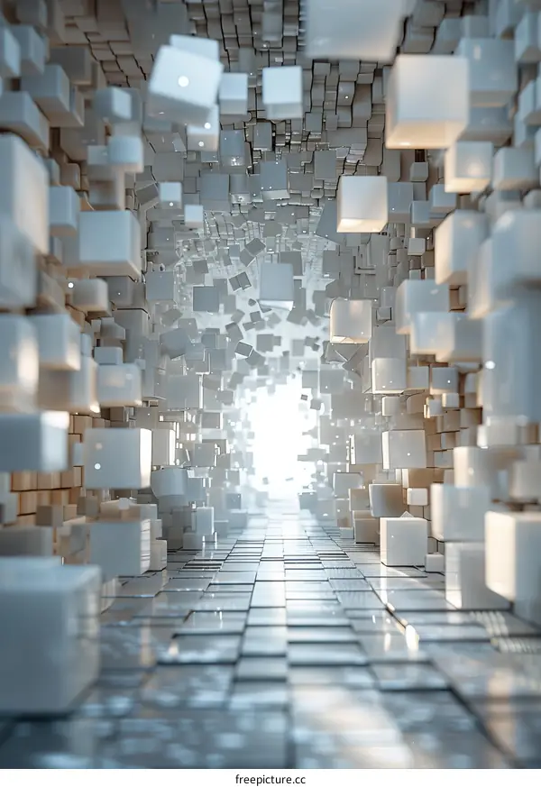 Futuristic Sci-Fi Tunnel with Light at the End