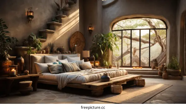 Rustic Bedroom Design with Natural Materials