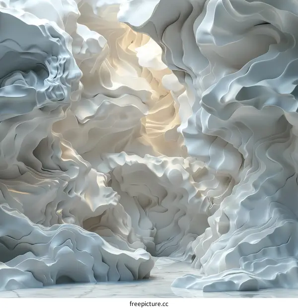 Abstract White Sculpted Cave Interior Design