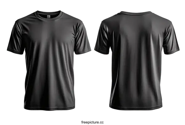 [Transparent Background PNG]Blank Black T-Shirt Mockup Front and Back View