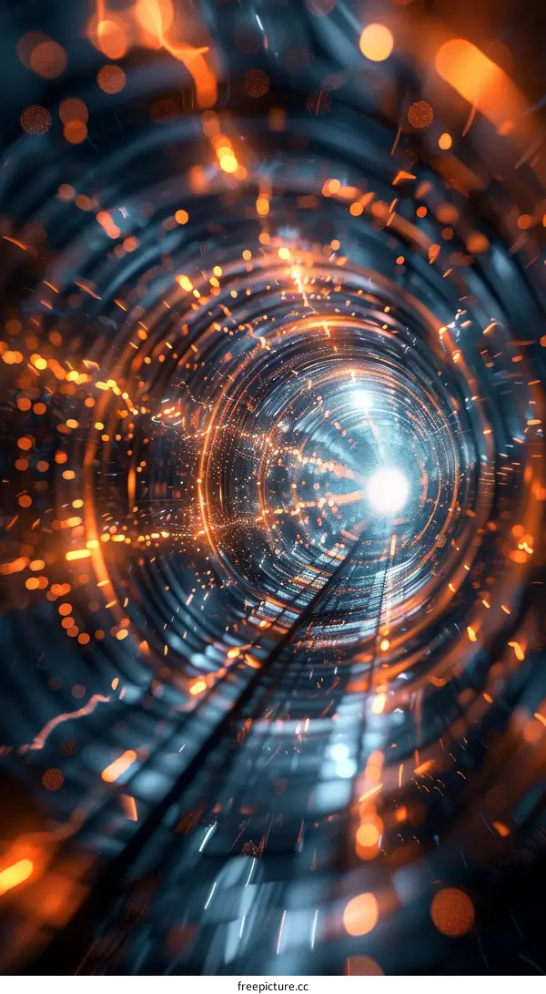 Glowing Circle Tunnel: Abstract Blue and Orange Design