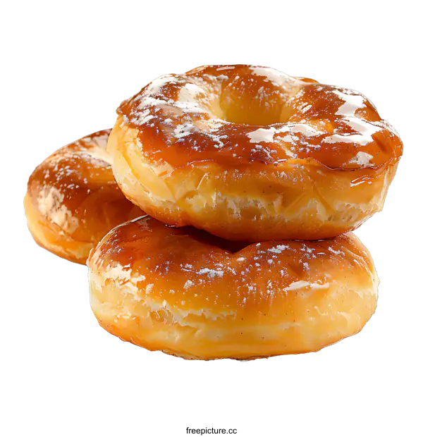 [Transparent Background PNG]Three donuts isolated on white background