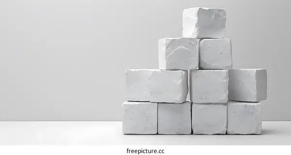 Stack of white concrete blocks