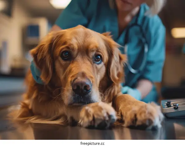 Golden Retriever Vet Checkup