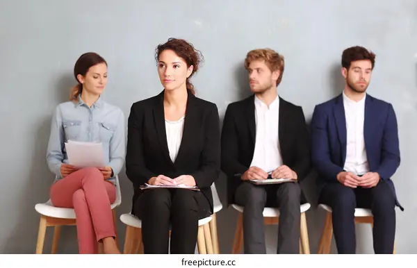 Job Interview Waiting Room Four People